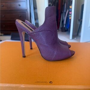 Izabella Rue Purple Peep-Toe Stiletto Mules